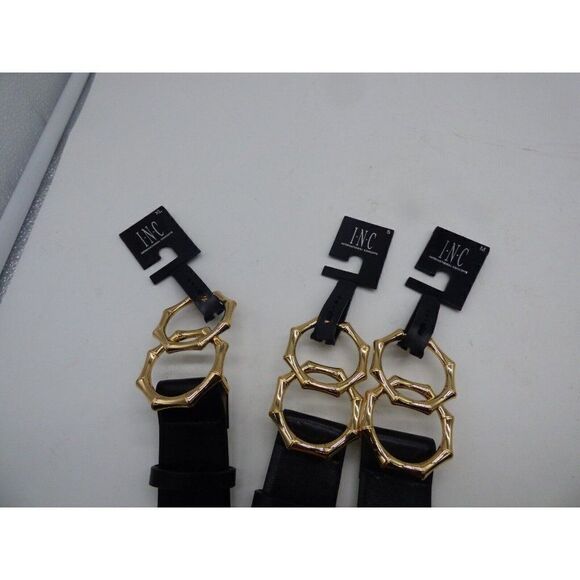 INC International Concepts Double-Circle Bamboo-Buckle Belt, Black - Picture 5 of 7